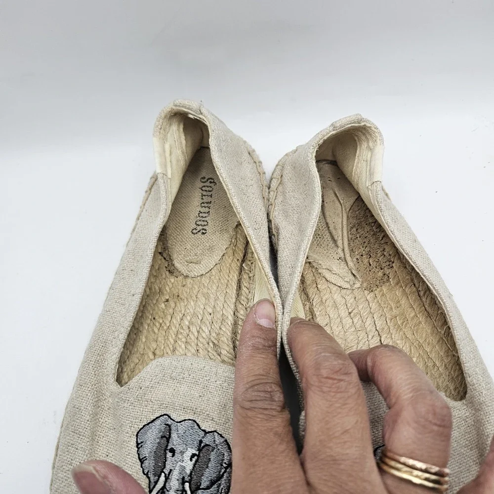 Soludos Womens Elephant Canvas Espadrilles Flats Shoes Beachy Vacation Sz 8
